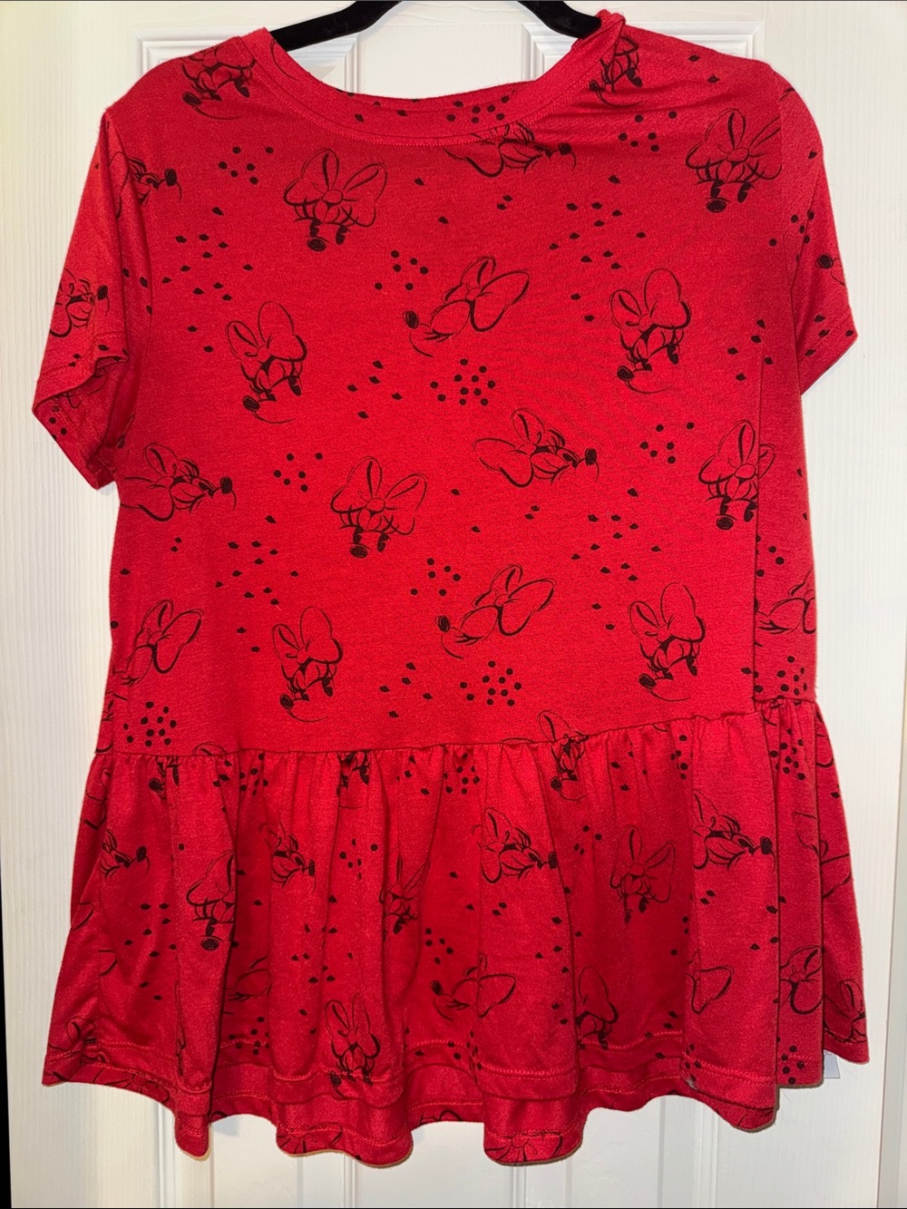 Disney Parks Red Short Sleeve Minnie Mouse Peplum Tee